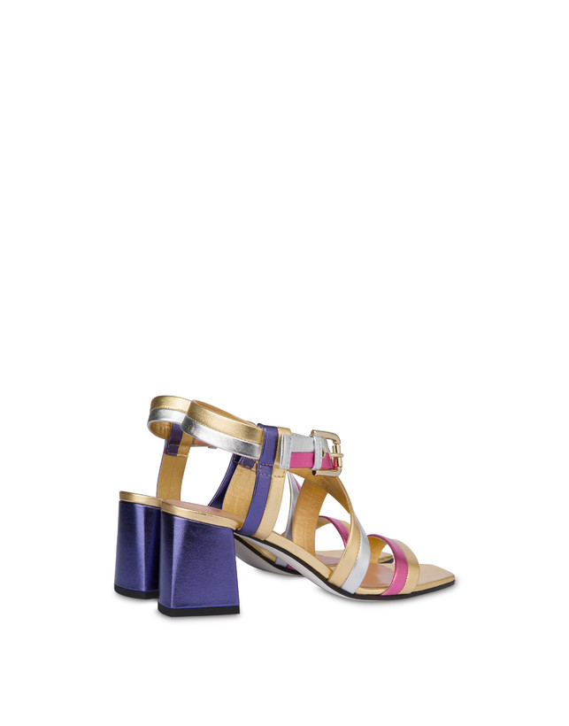 Pollini Sandali In Nappa Laminata Rainbow Oro/peonia/argento/iris Negozi Online