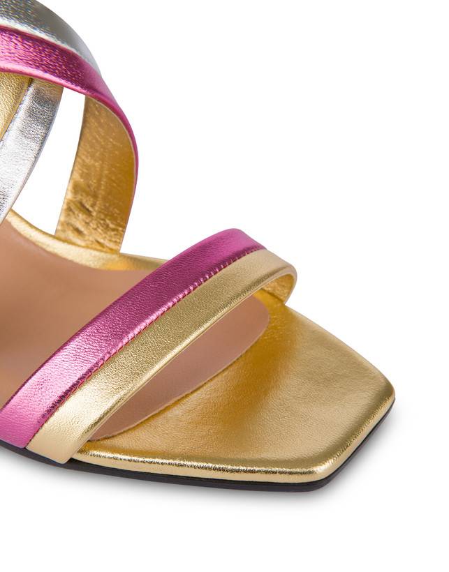 Pollini Sandali In Nappa Laminata Rainbow Oro/peonia/argento/iris Negozi Online