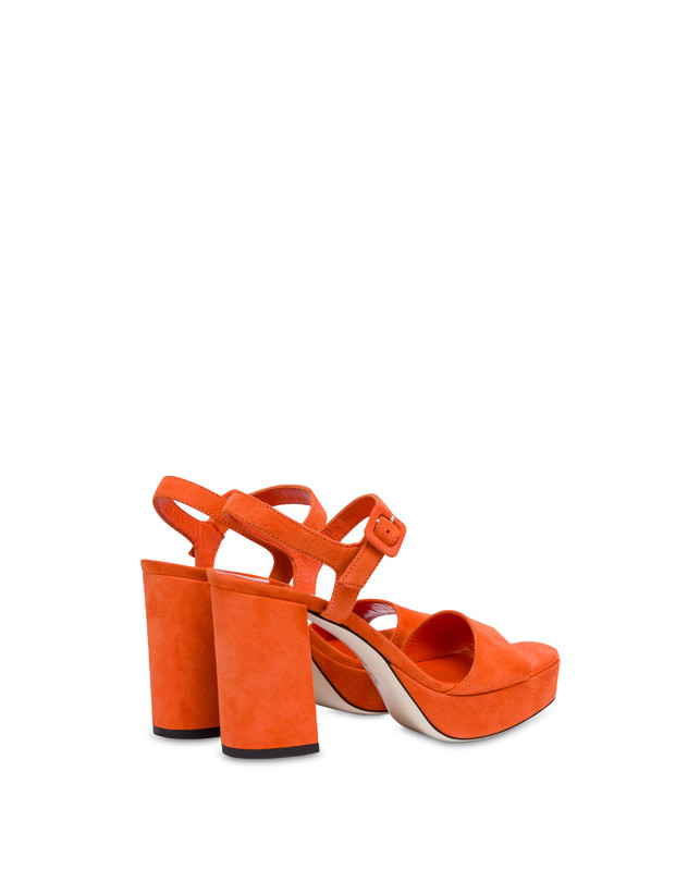 Pollini Sandali Con Plateau In Camoscio Seventy Coral Consegna Veloce