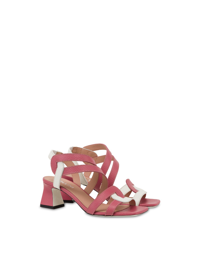 Pollini Sandali In Vitello Bicolore Interlock Peonia/bianco Promozione Limitata