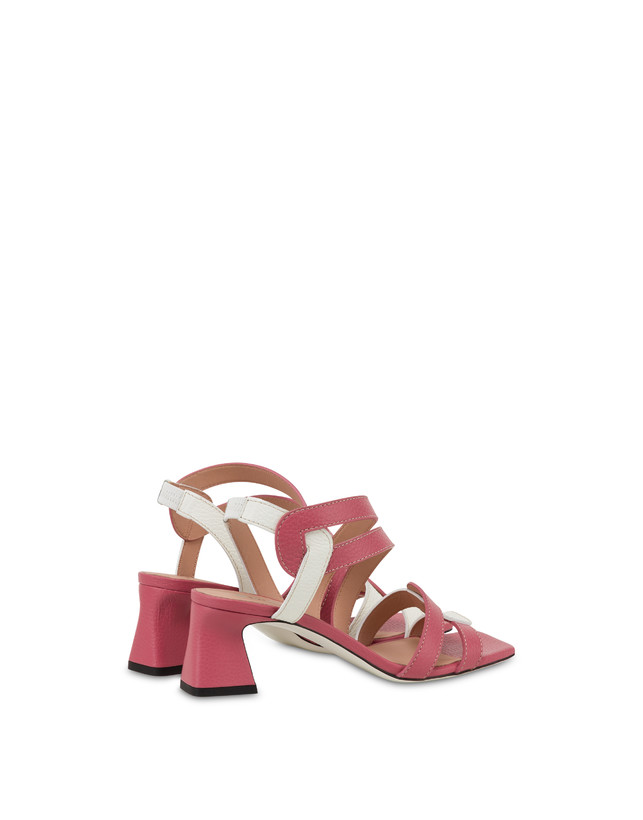 Pollini Sandali In Vitello Bicolore Interlock Peonia/bianco Promozione Limitata