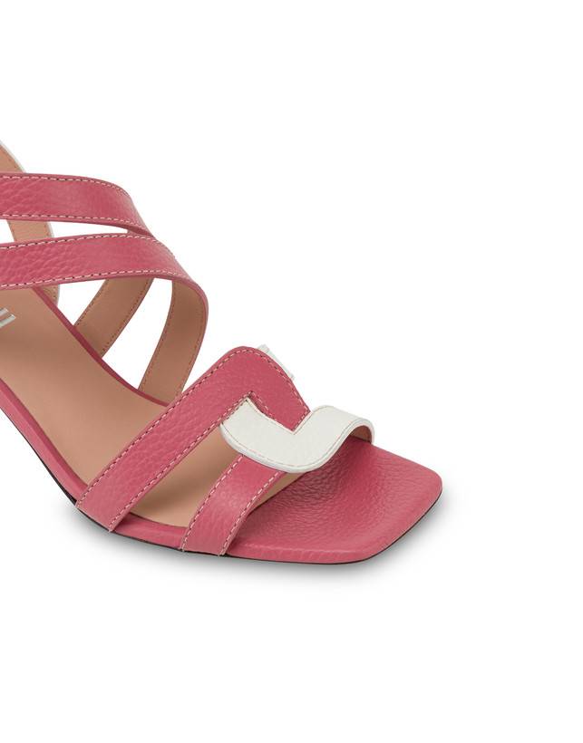 Pollini Sandali In Vitello Bicolore Interlock Peonia/bianco Promozione Limitata
