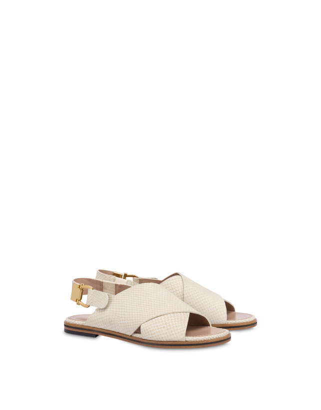 Pollini Sandali Flatform In Nabuk Synthesis Gesso Prezzo Ridotto