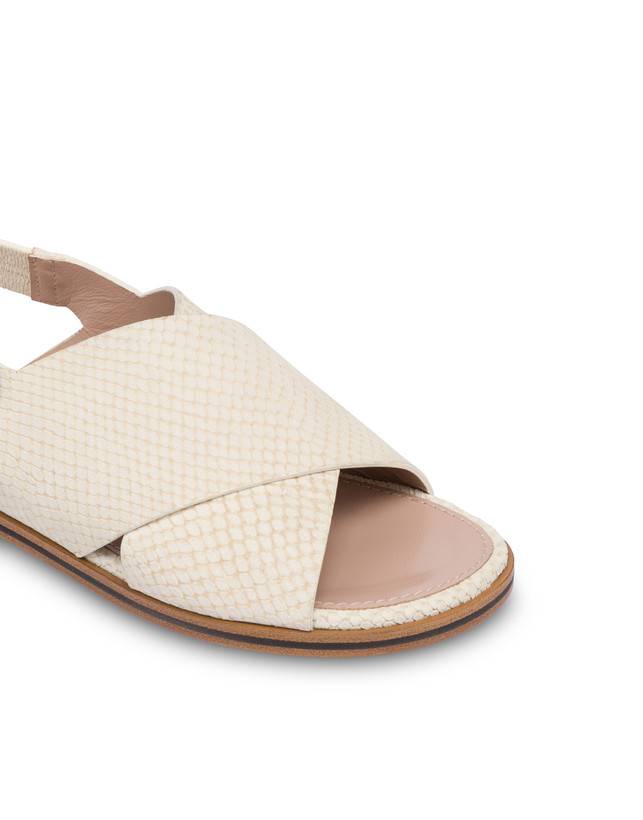 Pollini Sandali Flatform In Nabuk Synthesis Gesso Prezzo Ridotto