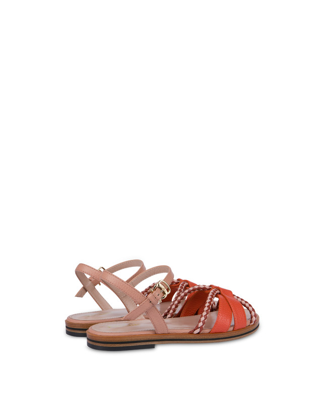 Pollini Sandali Flat In Vitello Bicolor Interlude Cannella/nude Sottocosto