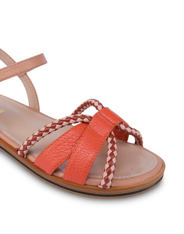 Pollini Sandali Flat In Vitello Bicolor Interlude Cannella/nude Sottocosto