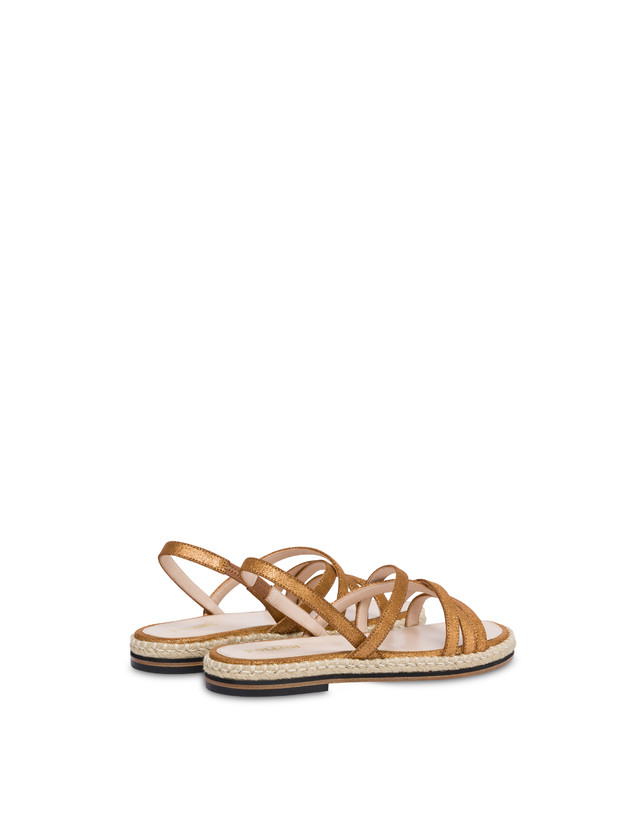 Pollini Sandali Flat In Crosta Laminata Playa Oro Presa