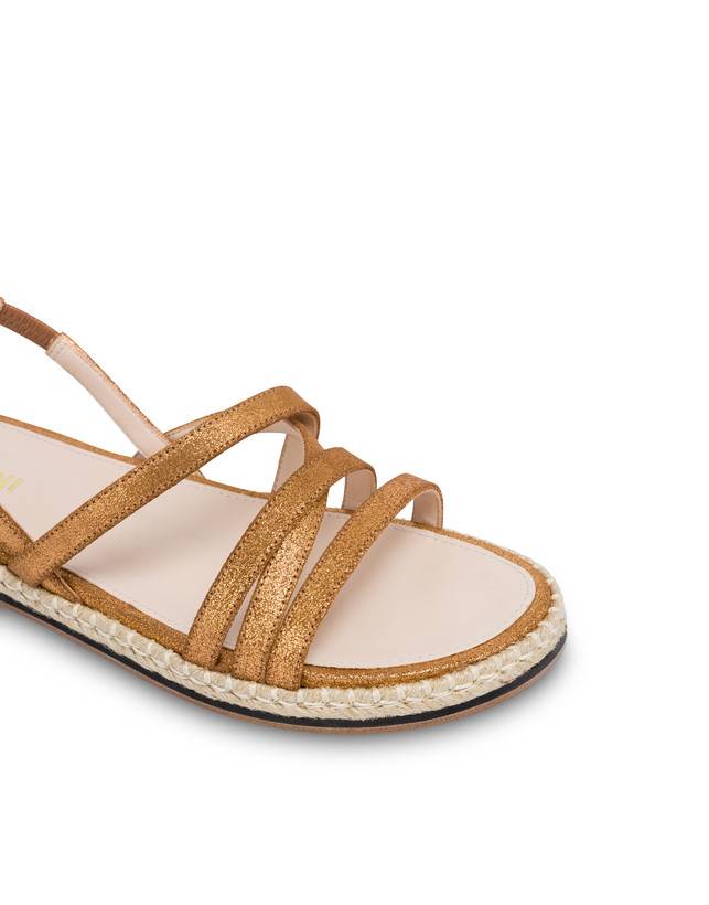Pollini Sandali Flat In Crosta Laminata Playa Oro Presa