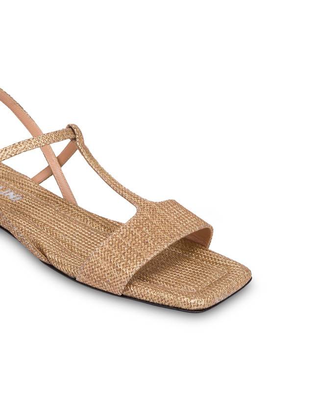 Pollini Sandali Flat In Vitello Stampa Pitone Between The Lines Wood-oro Economico