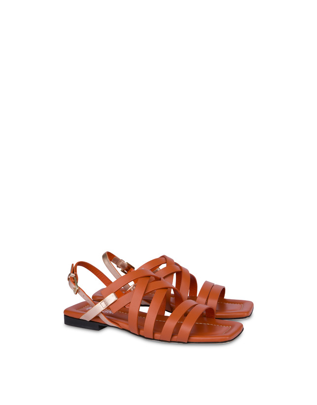 Pollini Sandali Flat Incontri Wood/rame Online