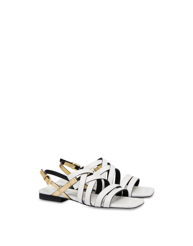 Pollini Sandali Flat Incontri Bianco/oro Outlet