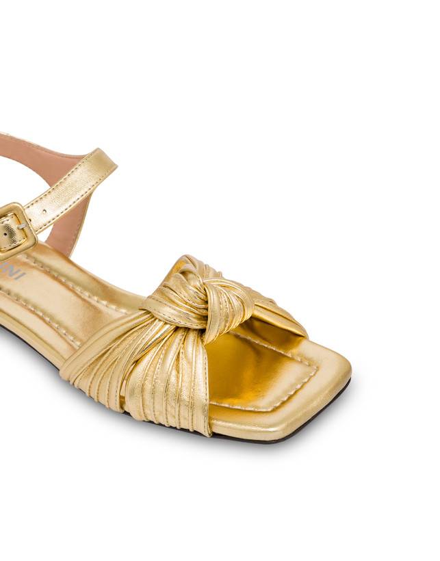 Pollini Sandali Flat In Nappa Laminata Sailor Knot Oro Online