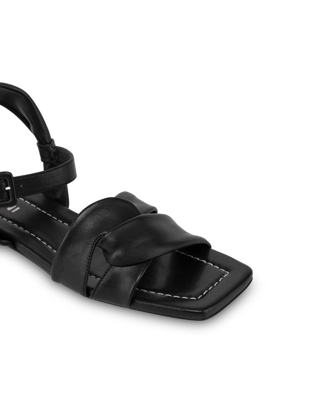 Pollini Sandali Flat In Nappa Oasis Nero Vendita Economica