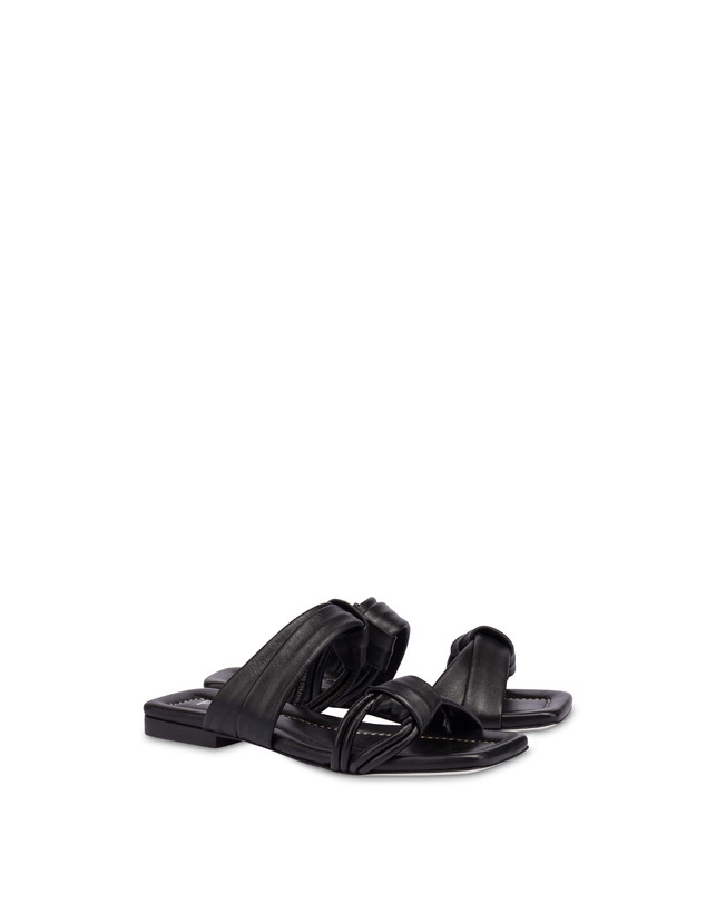 Pollini Sandali Flat In Nappa Lady Tie Nero I Più Venduti