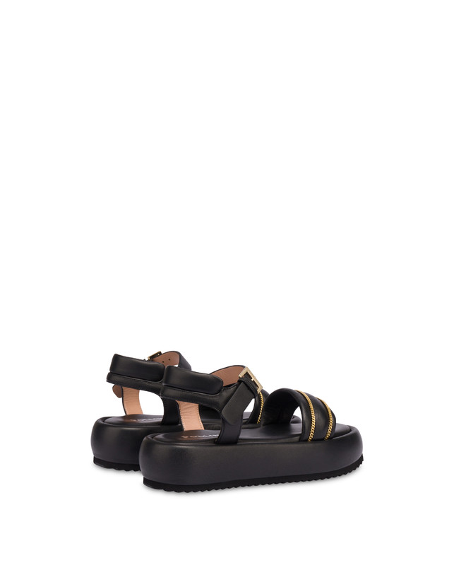 Pollini Sandali Flatform In Nappa Lady Tie Nero Negozio