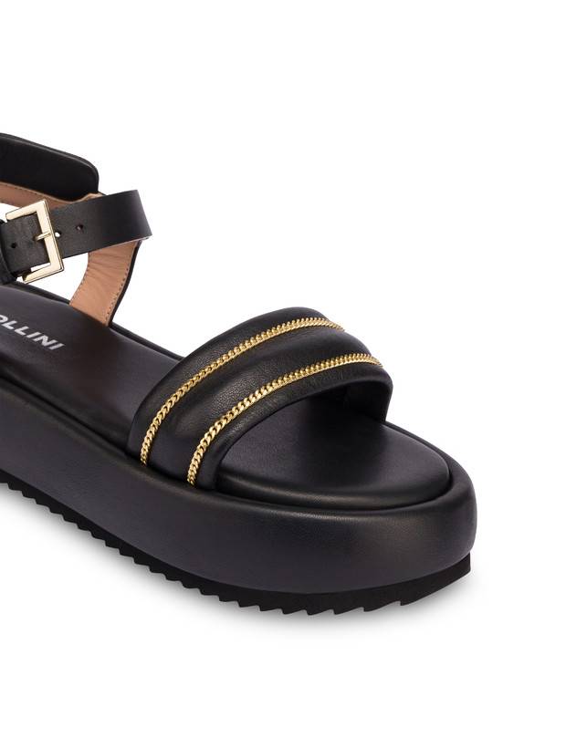 Pollini Sandali Flatform In Nappa Lady Tie Nero Negozio