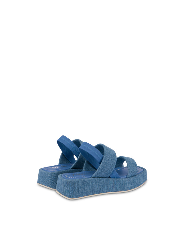 Pollini Sandali Flatform In Tessuto Denim Denim In Saldo