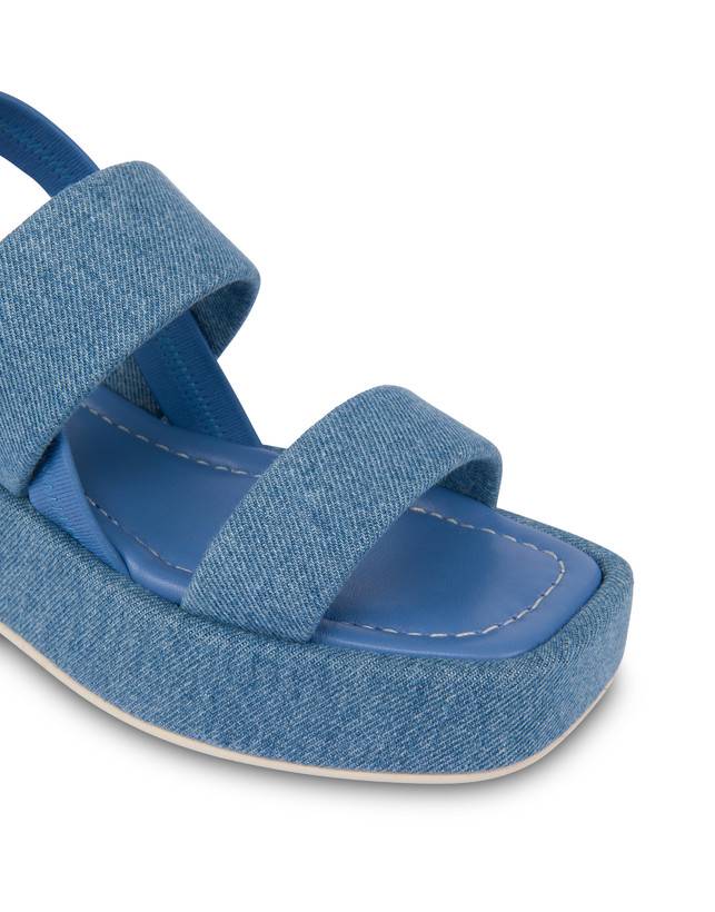 Pollini Sandali Flatform In Tessuto Denim Denim In Saldo