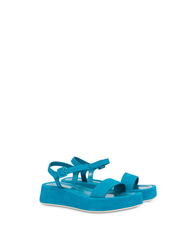Pollini Sandali Flatform In Camoscio Seventy Pool Nuova