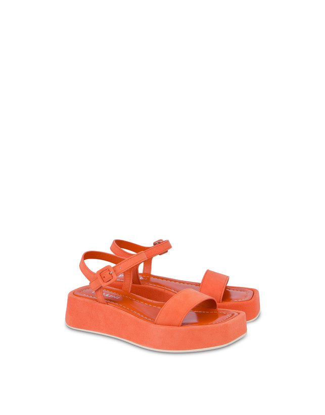 Pollini Sandali Flatform In Camoscio Seventy Coral Moda