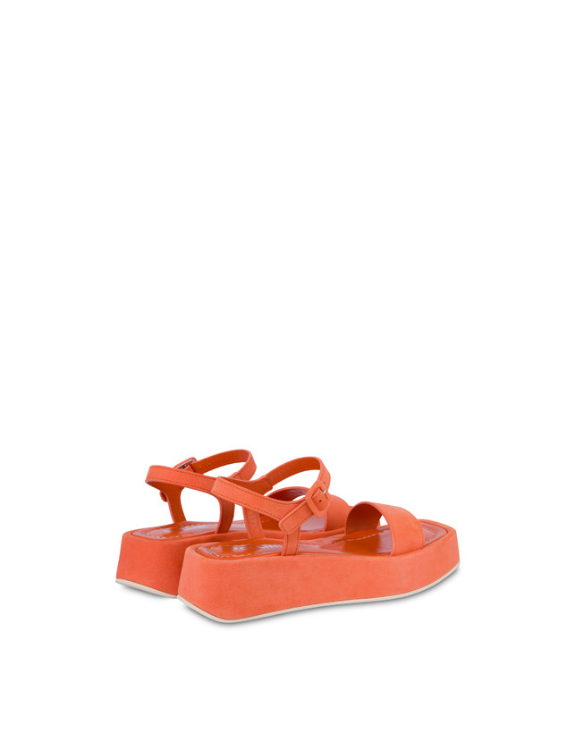 Pollini Sandali Flatform In Camoscio Seventy Coral Moda