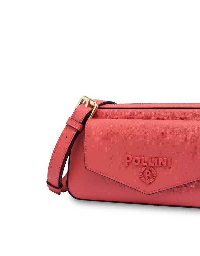 Pollini Borsa A Tracolla Con Maxi Lettering Safari Arancio Italy