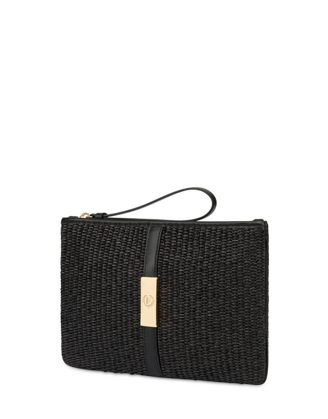 Pollini Pochette In Paglia Essence Nero In Linea