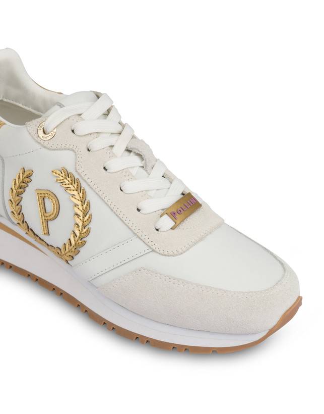 Pollini Sneakers Con Dettagli Laminati Speedy Bianco/ghiaccio/bianco/oro Qualità Garantita