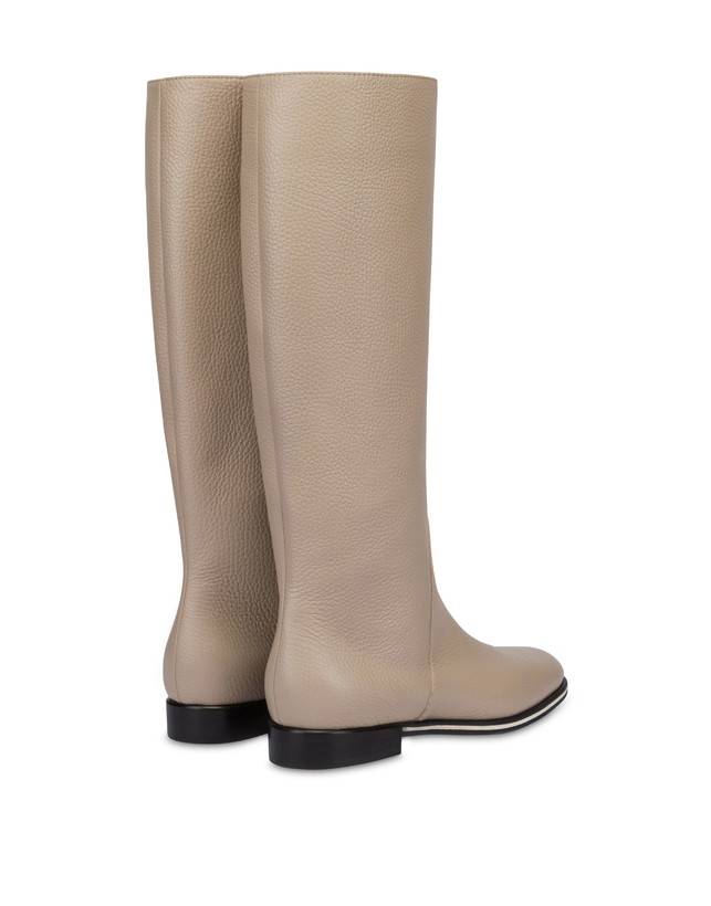 Pollini Stivale Flat In Vitello Core Avorio Promozione Limitata