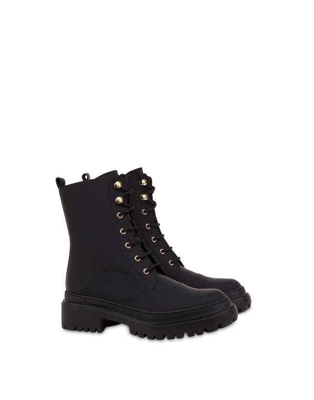 Pollini Combat Boot In Vitello Gommato Winter Step Nero Fino Al -60%