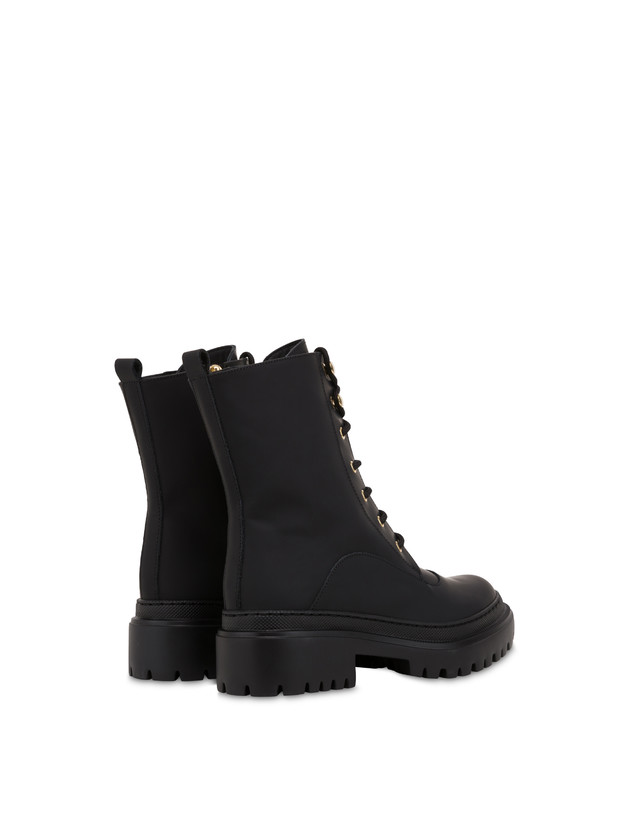 Pollini Combat Boot In Vitello Gommato Winter Step Nero Fino Al -60%
