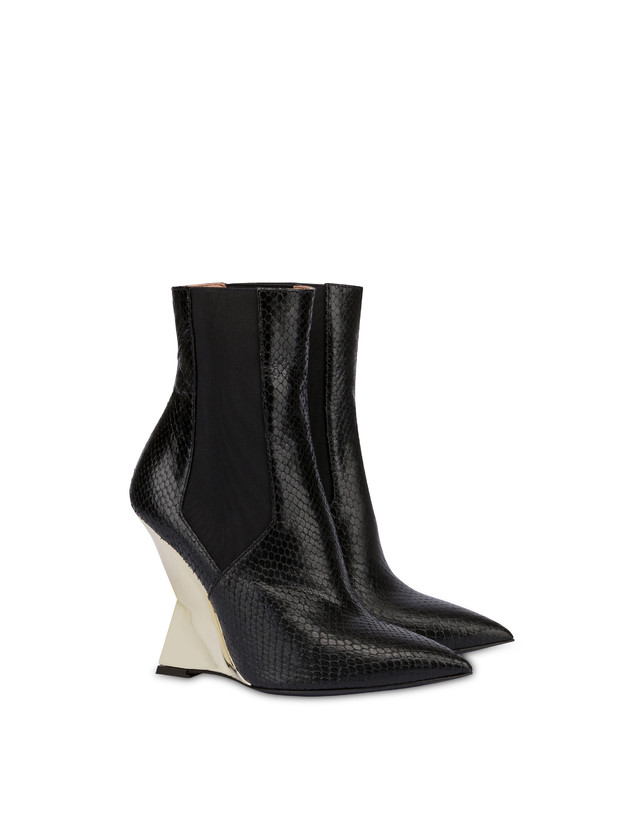 Pollini Beatles In Capra Stampa Pitone Extravagance Nero/platino Offerta