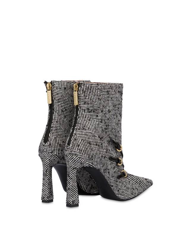 Pollini Stivaletti In Tessuto Spigato Bi-buckle Bianco-nero/nero Online