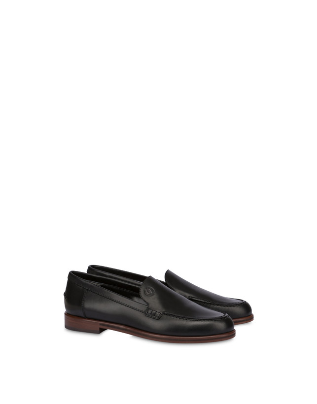Pollini Mocassini In Vitello Oxford Nero Vendita Calda