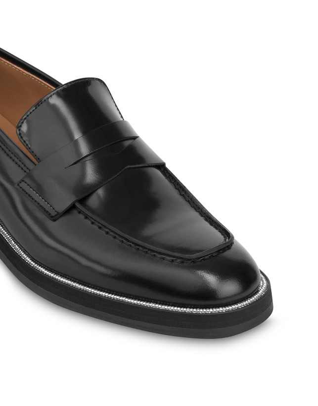 Pollini Mocassini In Vitello Abrasivato Mannish Bling Bling Nero/strass Vendite Flash