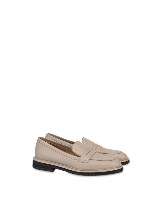 Pollini Mocassini In Vitello Artisan Touch Sabbia/sabbia In Saldo