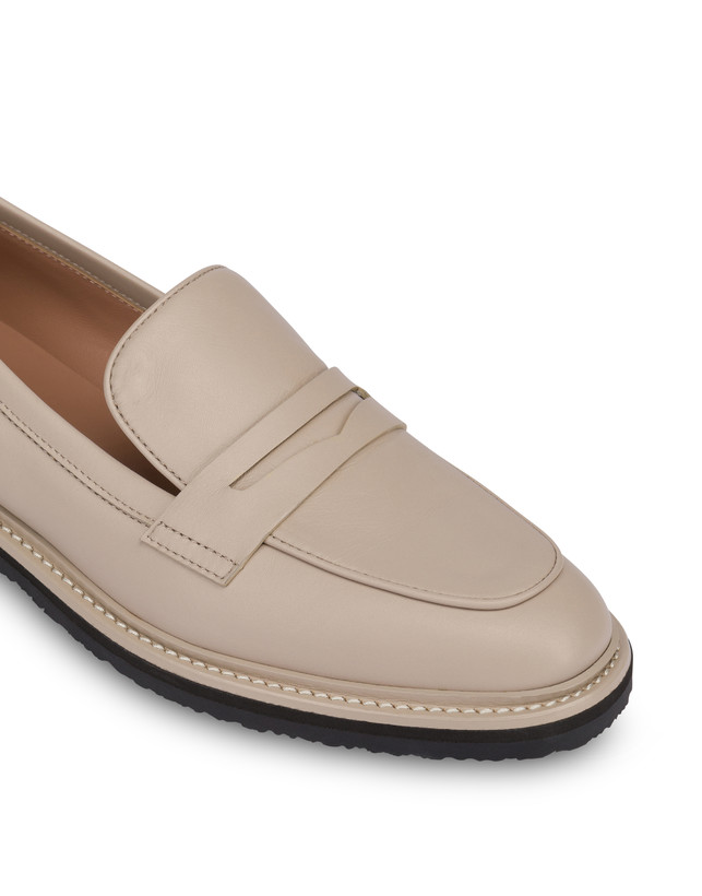 Pollini Mocassini In Vitello Artisan Touch Sabbia/sabbia In Saldo