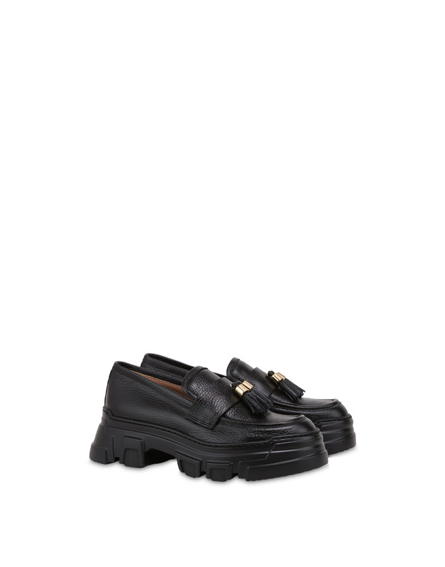 Pollini Mocassini In Vitello Stampa Alce Lady Brave Nero Nuova