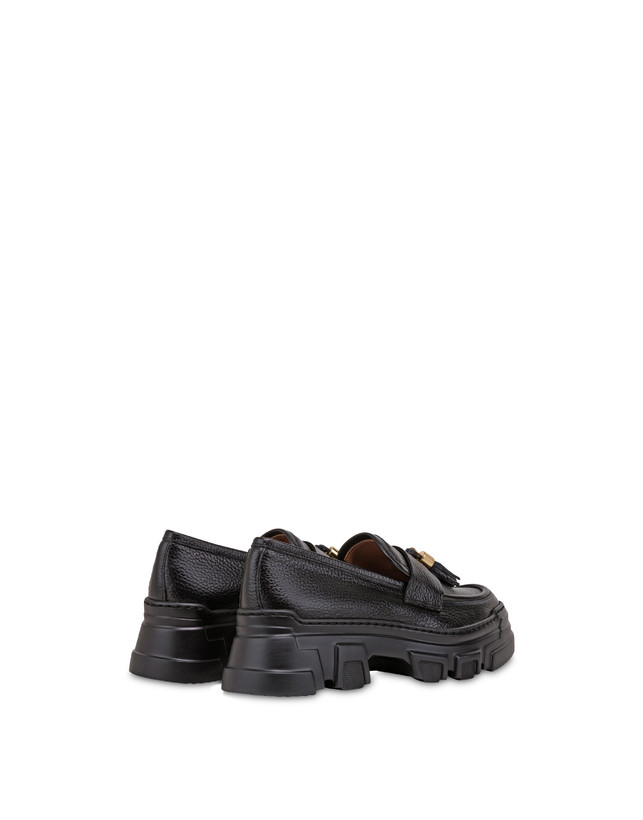Pollini Mocassini In Vitello Stampa Alce Lady Brave Nero Nuova