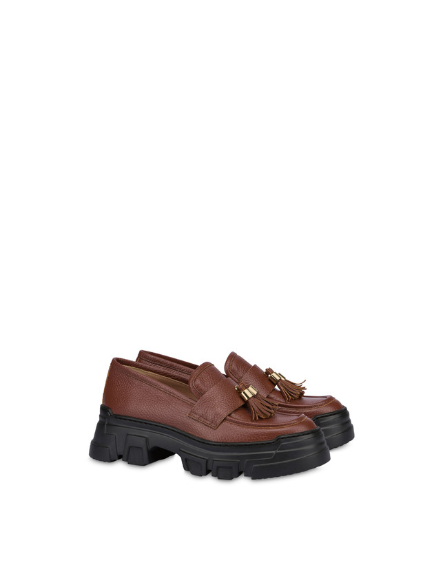 Pollini Mocassini In Vitello Stampa Alce Lady Brave Legno Moda