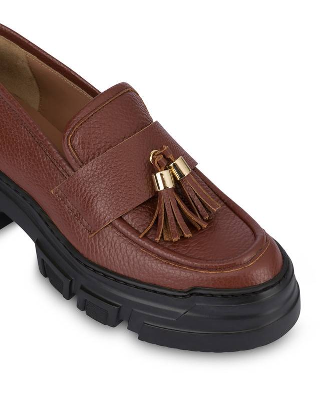 Pollini Mocassini In Vitello Stampa Alce Lady Brave Legno Moda