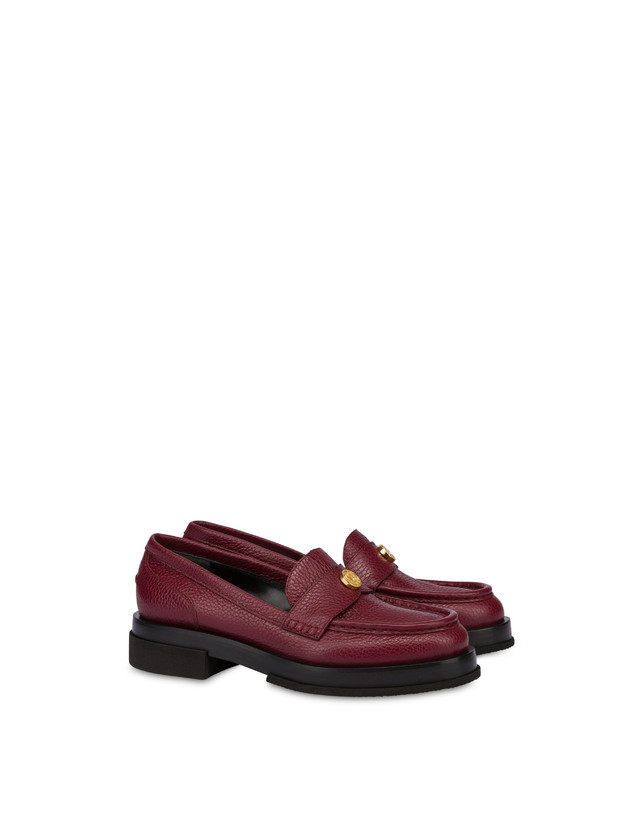 Pollini Mocassini Penny In Vitello Stampa Alce Code Bordeaux In Linea