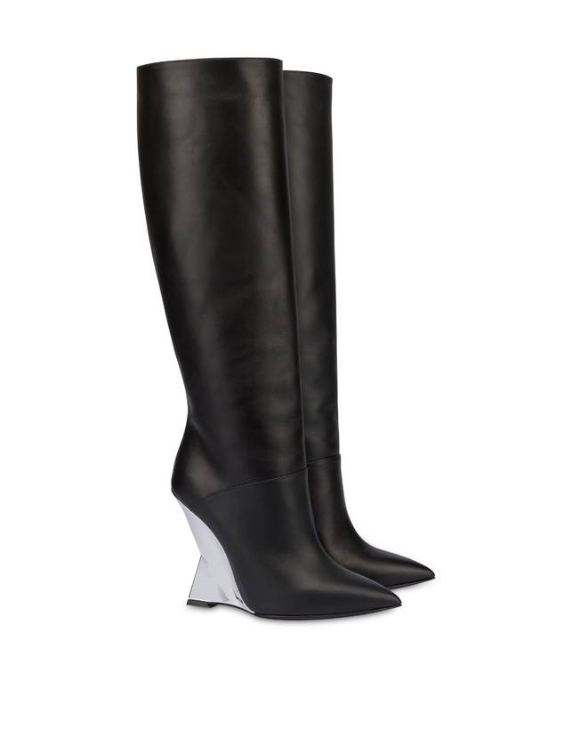 Pollini Stivali In Vitello Extravagance Nero/argento Shopping Online