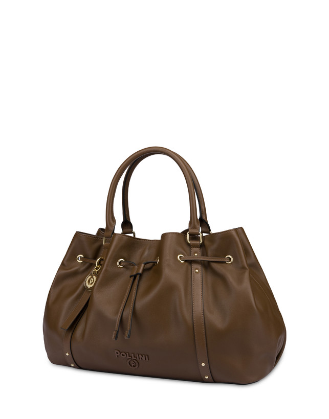 Pollini Borsa Doppio Manico In Nappa Serena Marrone/marrone Vendita Calda