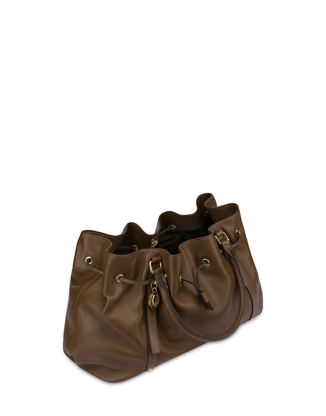 Pollini Borsa Doppio Manico In Nappa Serena Marrone/marrone Vendita Calda
