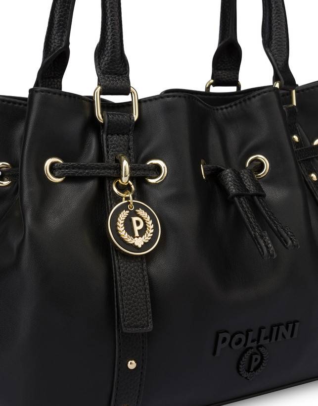 Pollini Piccola Borsa In Nappa Serena Nero/nero Saldi Di Fabbrica