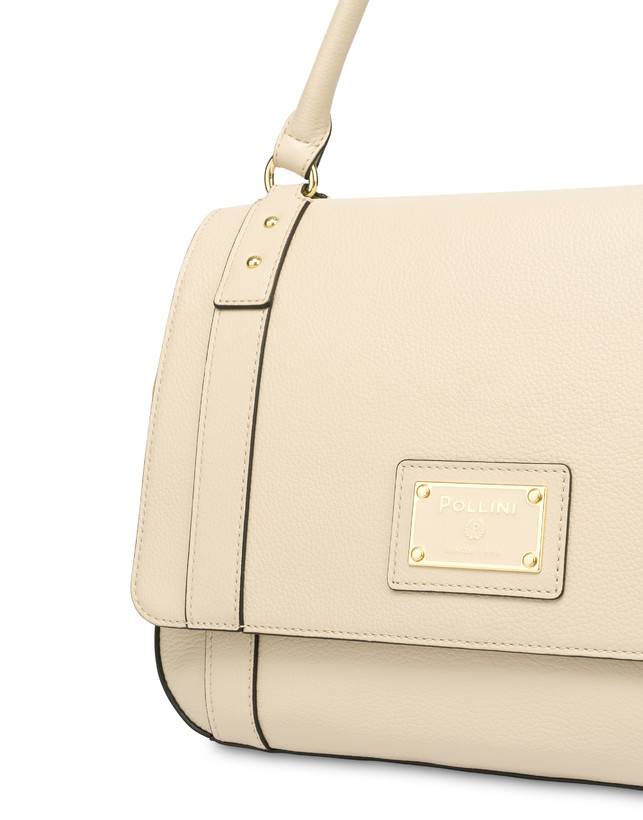 Pollini Borsa Top Handle In Vitello Serena Avorio Spedizione Gratuita