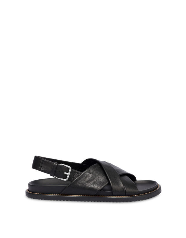 Pollini Sandali Flat In Nappa Natural Feeling Nero