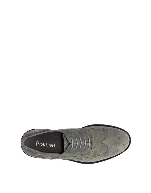 Pollini Derby In Crosta Con Broguering Corinto Grafite Novità