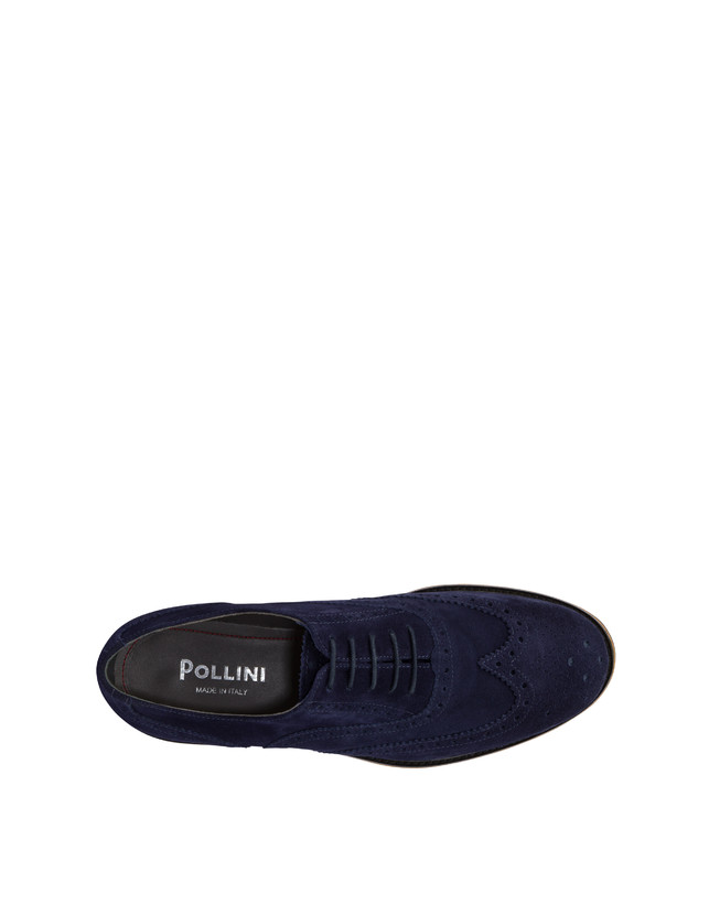 Pollini Derby In Crosta Con Broguering Corinto Blu Presa